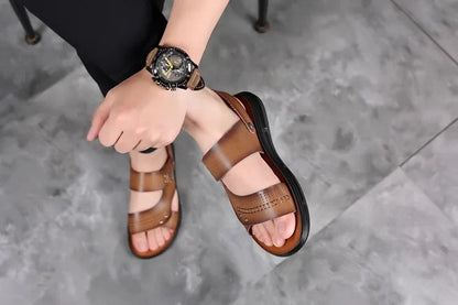 Men's Casual Trendy Soft Bottom Sandals 2024 New Design Real Leather Beach Shoes Slippers Anti-Slip Summer Shoes