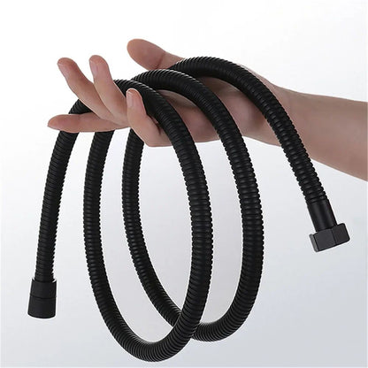 1,5/2M Mangueira de chuveiro flexível preta/prata SUS 304 Tubo de chuveiro longo para banheiro Extensão de tubo de água Tubo de puxar Acessórios para banheiro