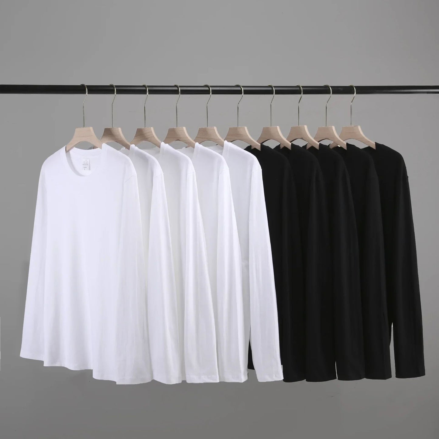 Heavy Cotton Men's Long Sleeve T Shirt Solid Color Cotton Bottom Shirt Half Sleeve 100% Cotton T Shirt Korean Tee