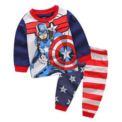 Conjunto de roupa térmica infantil Disney Homem-Aranha Batman Hulk Superman pijama camiseta blusa calça para bebê e criança outono