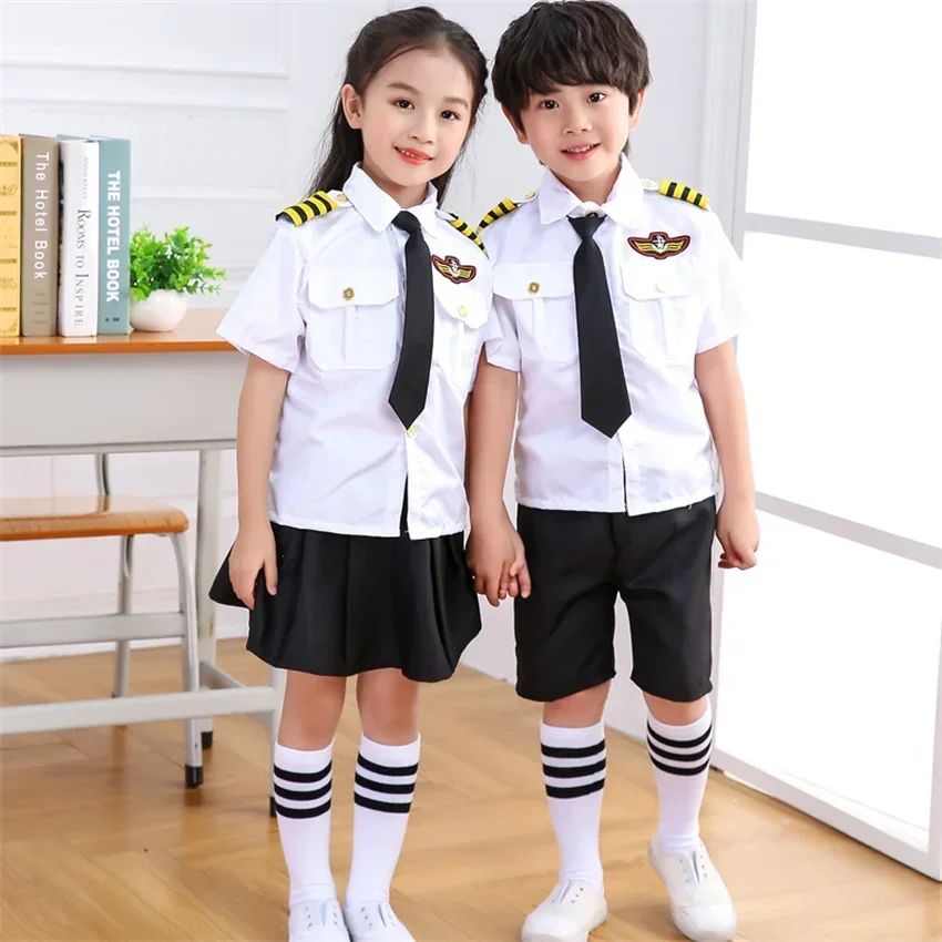 2025osplay Costumes pour enfants, uniforme de pilote d'avion, vêtements de classe de profession