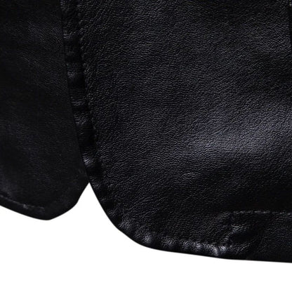 Spring Autumn New Men's Trendy Lapel Leather Dress Suit Coat Slim Fit Windproof Jacket Male Business Casual Pu Blazers Jacket