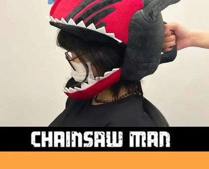 Anime Chainsaw Man Mask Headgear Denji Cosplay Accessories Pochita Caps Half Face Mask Masquerade Halloween Party Custom Prop