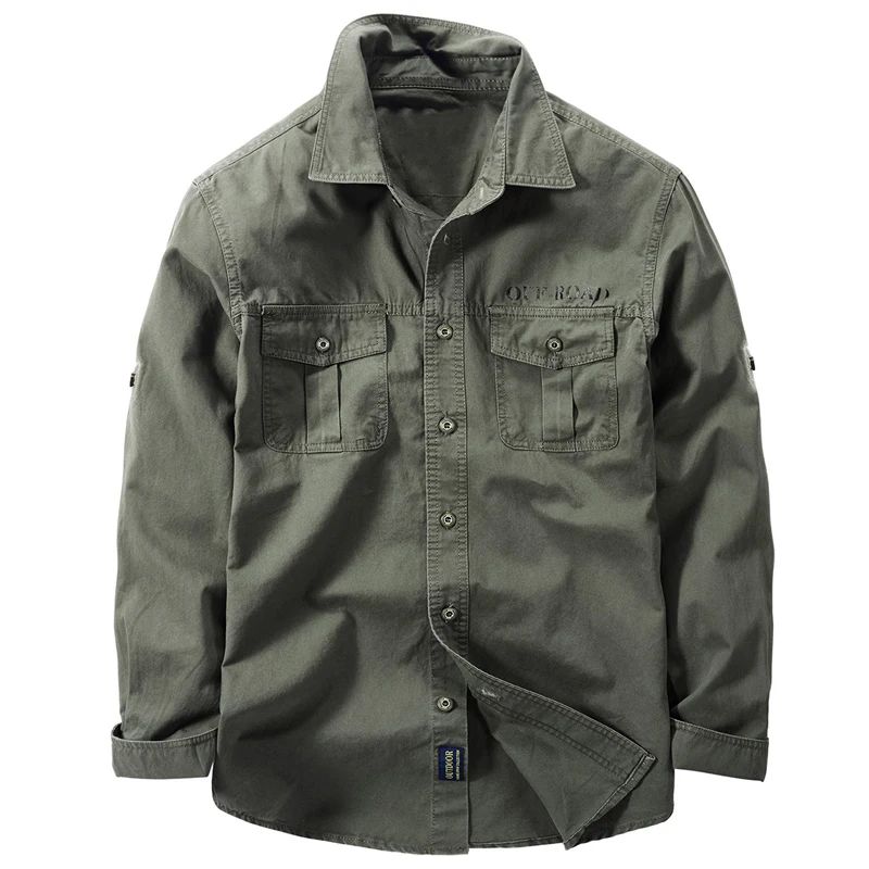Brand Cotton Military Shirt Men Spring Casual Cargo Shirts Male Long Sleeves Shirts Camiseta Masculina Plus Size 5XL 6XL