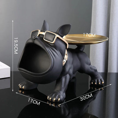 Estatueta de Bulldog para Decoração de Casa de 30cm, Estátua de Cachorro, Caixa de Armazenamento, Ornamento Animal, Artesanato de Resina, Escultura de Arte, Estatueta de Cachorro para Casa