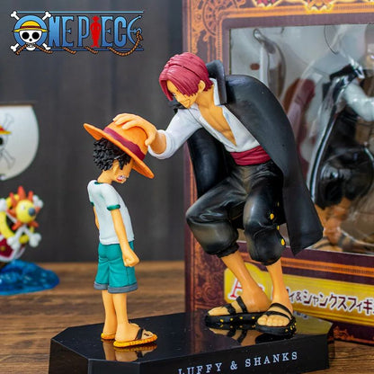 One Piece 18cm Boneco de Ação PVC Monkey D Luffy Chapéu de Palha Luffy Cabelo Vermelho Shanks Pat Head Brinquedo Anime Estátua Modelo Enfeites