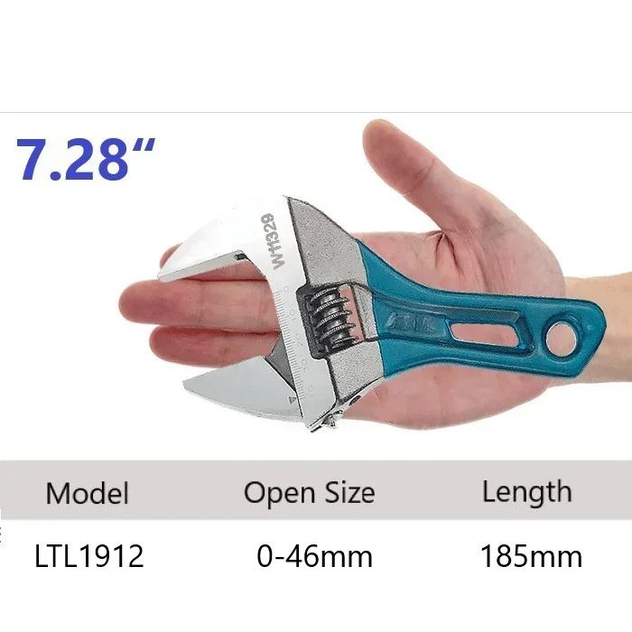 Chave Ajustável de Boca Larga Cabo Curto Mini Chave Inglesa Escala a Laser Cabo Emborrachado Ferramentas de Encanamento para Banheiro