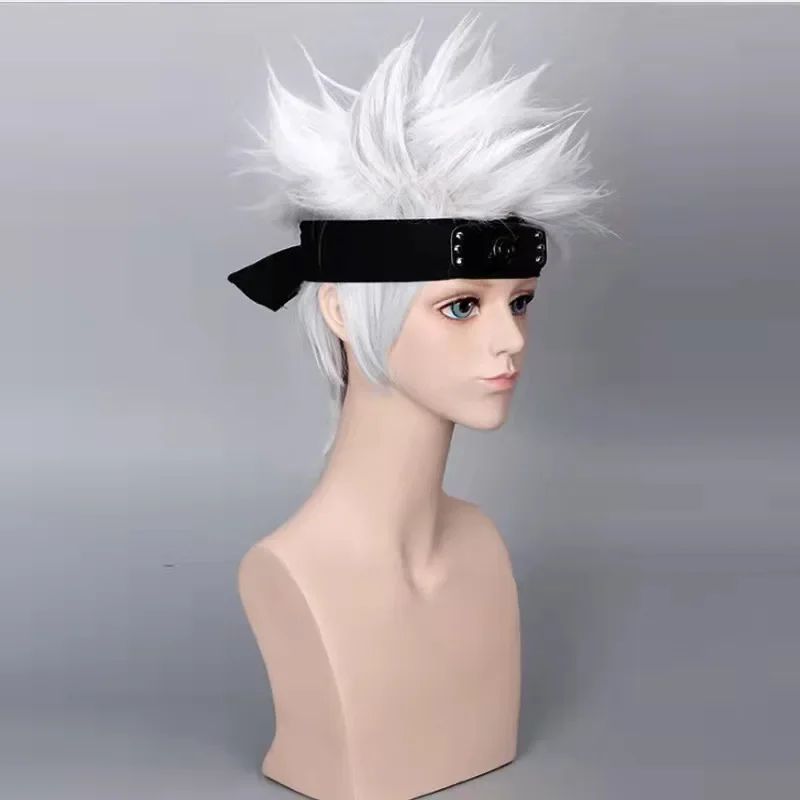 HOKAGE NINJA Hatake Kakashi Cosplay Peruca Cinza Prateado Sintética Curta Cacheada Perucas Anime Coser Peruca de Alta Qualidade para Festa Diária