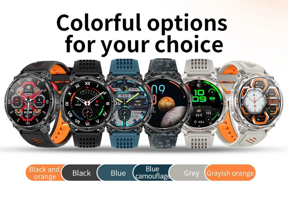 Smartwatch Masculino Externo Ultra Durável Bateria 1100mAh Relógio de Saúde Bússola Assistente de Voz Chamada À Prova D'água Esporte Smart Watch Masculino