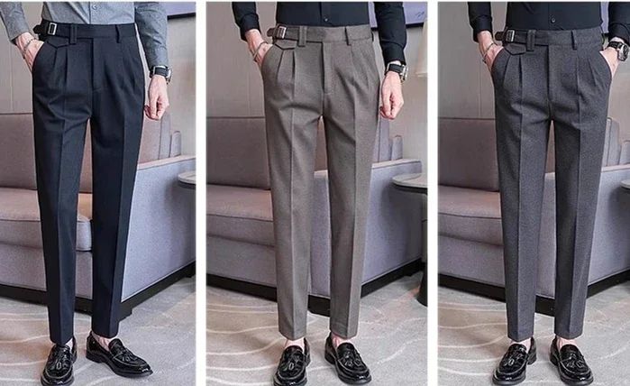 Calças de Terno Masculinas, Calças de Vestir Slim Modernas, Calças Brancas Pretas Azuis Verdes Pantalones Hombre Outono/Inverno Masculino, Novidade 2025