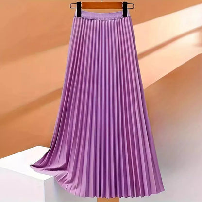 Ladies Fashion Casual Long Skirt Elegant Vintage Pleated Skirts Women Temperament Party Wear Faldas Woman Clothing Streetwear