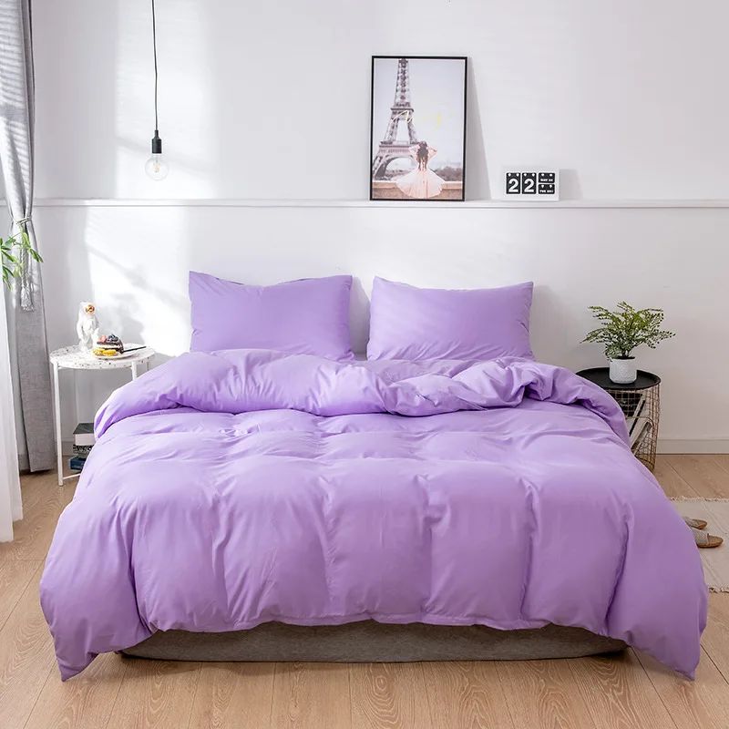 Capa de Edredom Nórdica Lixada Cor Sólida 220x240 Solteiro Casal Queen King Conjunto de Roupa de Cama Simples Fronha Roupa de Cama (Sem Lençol)