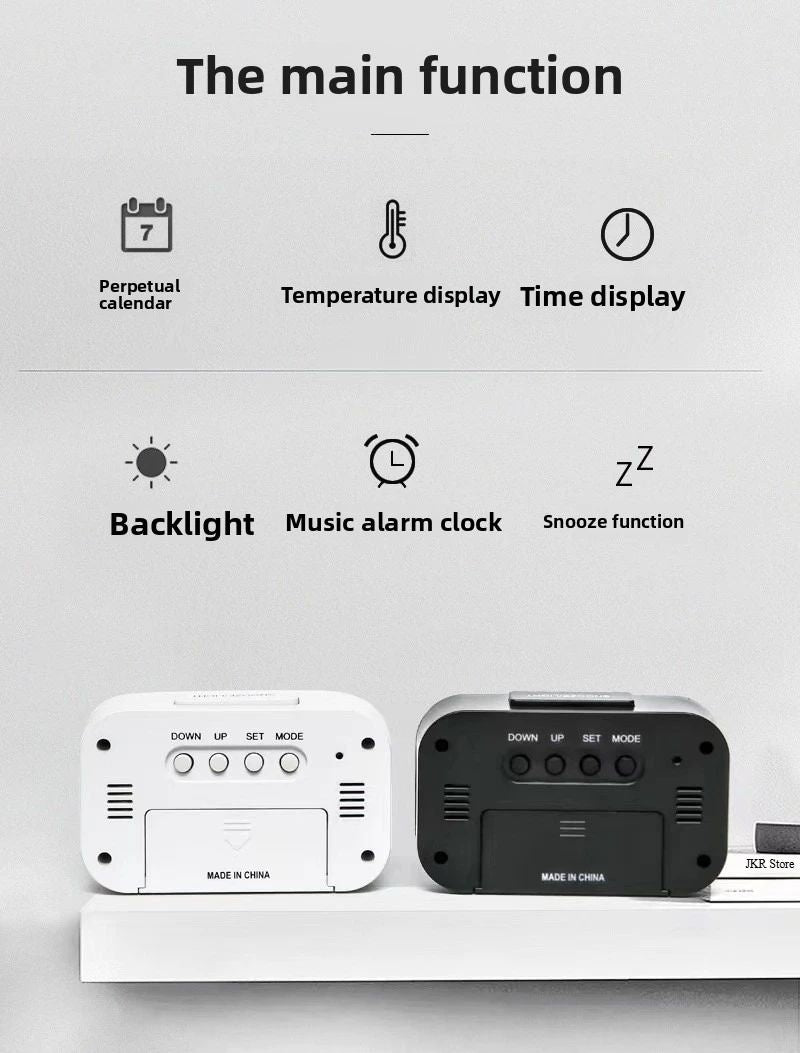 Bedside Table Alarm Clock Date Temperature Function Children's Bedroom Clock Home Offices Desktop Clock Desk Decor Digital Child