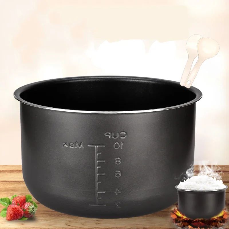 Forro para Panela de Pressão Elétrica 1.6/3/4/5/6L Panela de Arroz Antiaderente Panela Interna de Cristal Preto Acessórios Peças da Panela apenas para Midea