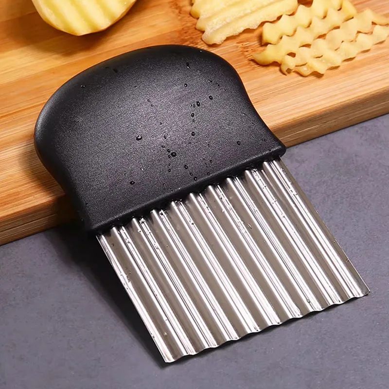 Cortador Ondulado de Batata Frita em Aço Inoxidável Fatiador de Batata Ferramentas Gadget de Cozinha para Fazer Batata Frita em Aço Inoxidável