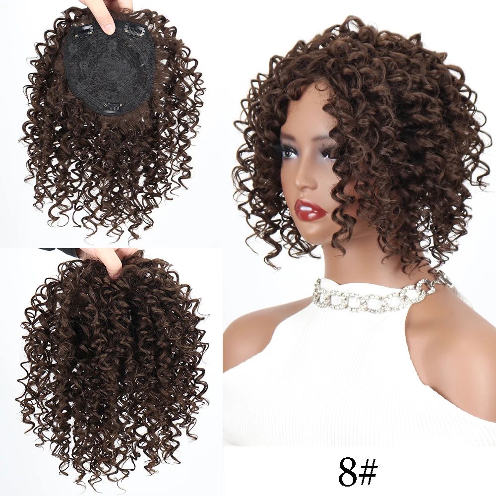 Toppers Sintéticos Afros Crespos Cabelo Cacheado Perucas Para Mulheres Negras Com Cabelo Ralo Aumentam O Volume Do Cabelo