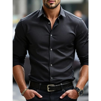 Bolubao New Men Shirts Fashion Quality Long Sleeve Casual Solid Color Elastic Four Season Male Business Shirt