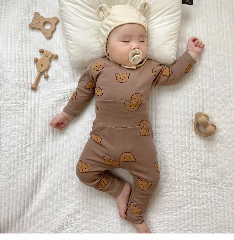 0-3T Baby Cotton Top Pant Suit Newborn Kid Boys Girls Clothes Set Long Sleeve Pj Set Cute Sweet Sleepwear Pajamas Set Outfit