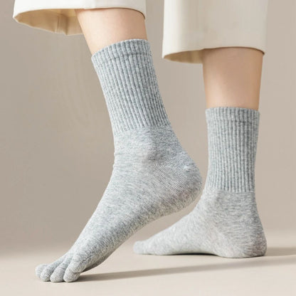 4 Pairs Women Toe Socks Five Finger Socks High Quality Cotton Autumn Spring Middle Tube Sports Socks with Separate Fingers