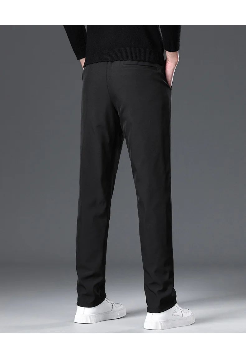 Calça Masculina de Inverno de Pena de Ganso Cintura Elástica Roupa Externa Calça de Pena Casual À Prova de Frio Nova Calça Reta Quente e Engrossada de Inverno