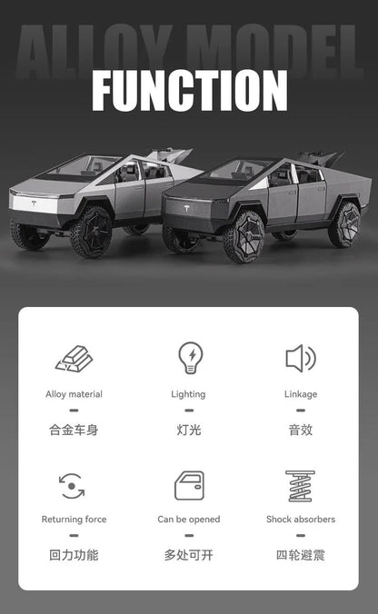 Alloy Model Carro 1:24 Diecast Miniatura Metal Picape Veículo Presente de Aniversário para Crianças Colecionáveis Van Caminhão Tesla Cybertruck Brinquedo para Meninos