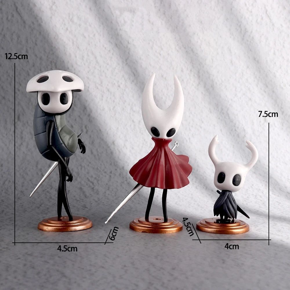 Conjunto de 3 peças Hollow Knight Anime Figure GK Jogo Anime Estatueta Boneco de Ação Modelo PVC Decoração Ornamento Brinquedos Colecionáveis