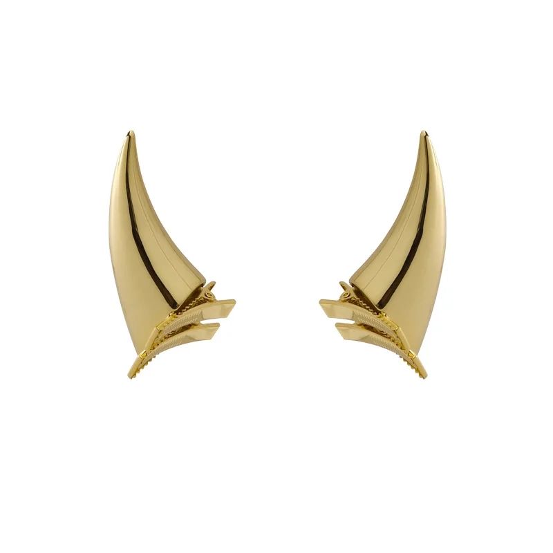QQ Punk Demon's Horn Metal Headband Hairpins Halloween Party Headdress Cosplay Lucifer Anime Women Men Gold Cosplay Accessories