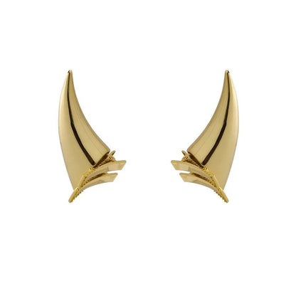 QQ Punk Demon's Horn Metal Headband Hairpins Halloween Party Headdress Cosplay Lucifer Anime Women Men Gold Cosplay Accessories