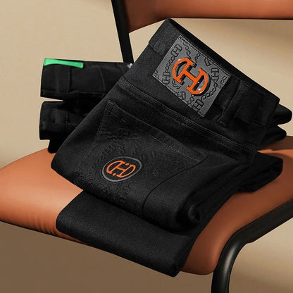 BlackJeans2024 Nova Coleção Outono/Inverno Marca da Moda Casual Slim Fit Elástica Estilo Europeu Calça Comprida Masculina Estampa Fashion
