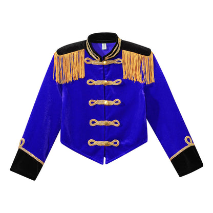 Boys Girls Drum Major Team Uniform Nutcrackers Costume Set Marching Band Tassel Jacket Coat Hat Outfits for Drummer Performance