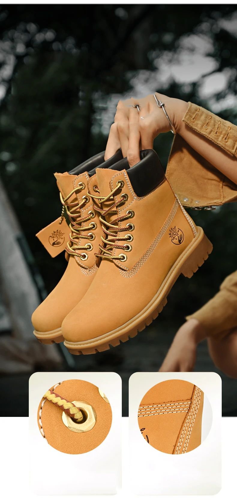 Boots Men High Top Boots High Quality Women Leather Shoes Fashion Outdoor Sneakers Men Lace Up Non-Slip Ankle Boots for Couple