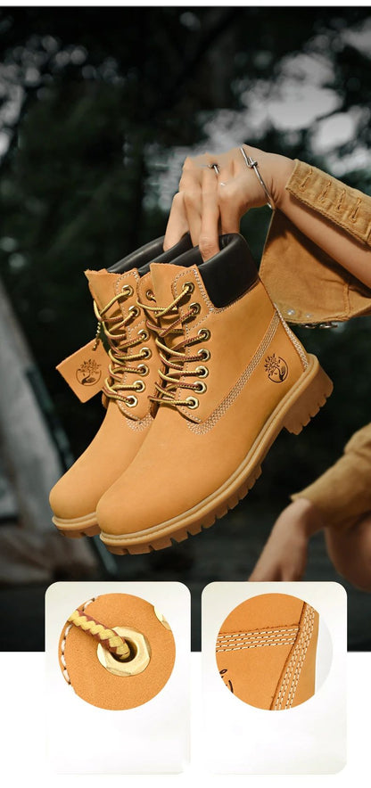 Boots Men High Top Boots High Quality Women Leather Shoes Fashion Outdoor Sneakers Men Lace Up Non-Slip Ankle Boots for Couple