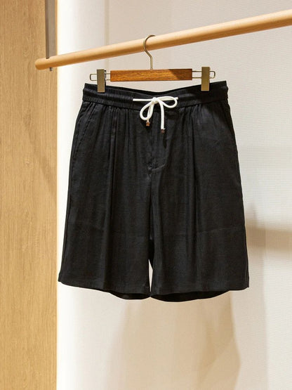 BC Summer Breathable Thin Linen Blended Loose Straight Elastic Waist Casual Shorts