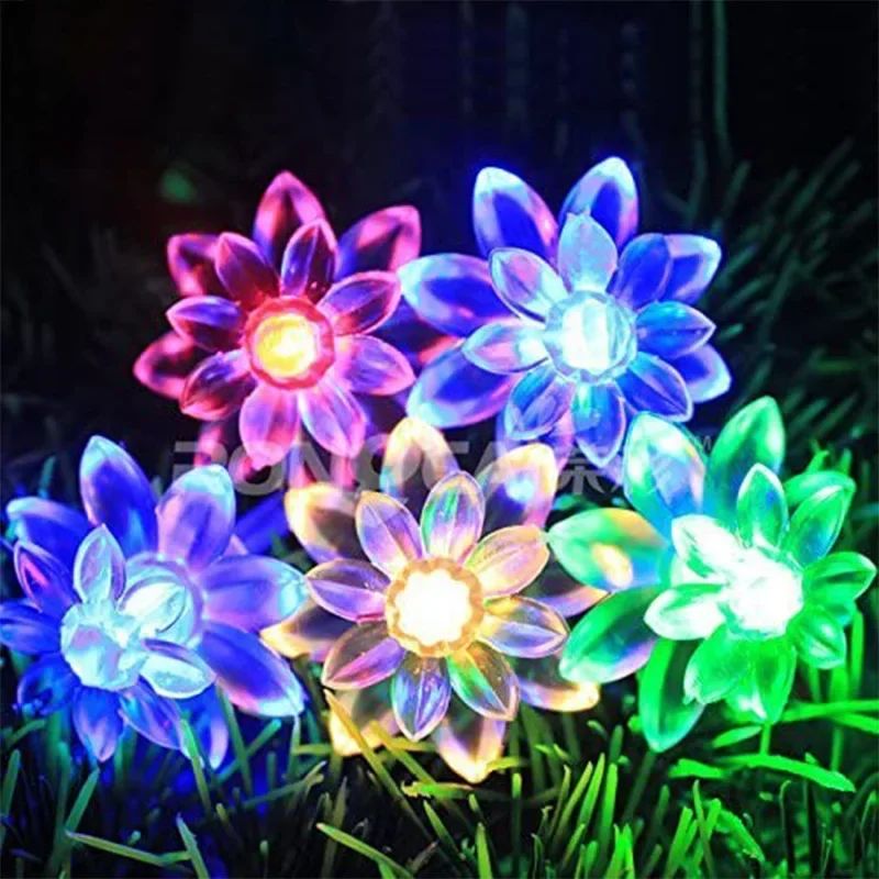 12m Solar Snowflake LED String Lights Fairy Lights Garland Outdoor New Year Christmas Tree Home Garden Decorations Lamp