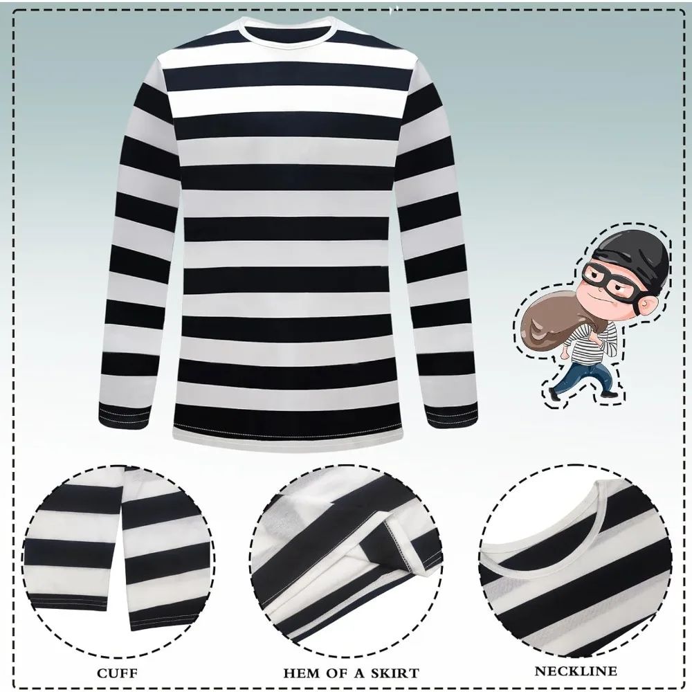 7pcs Movie Robber Cosplay Costume Thief Bank Robber Accessories Set for Women Men Halloween Carnival Party Clothes Role Play
