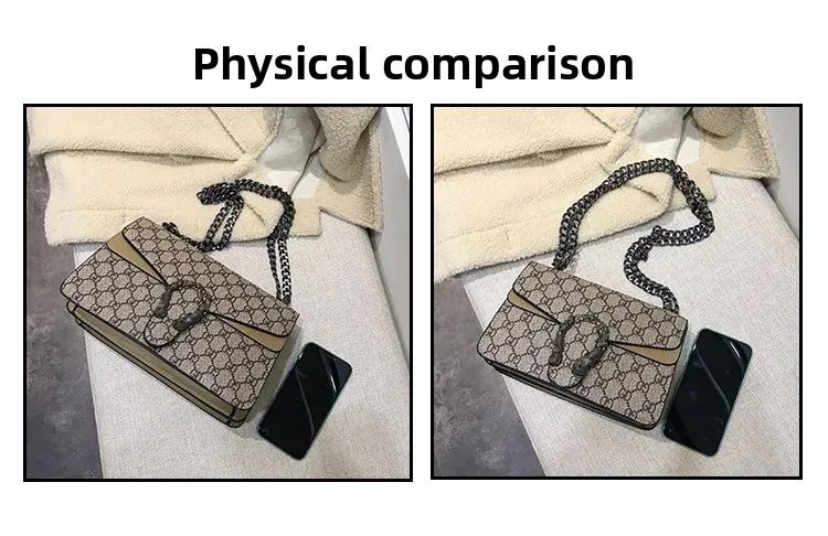 Women Stylish Retro Print Shoulder Crossbody Bag Fashionable Chain Underarm Purse Medium Hardness Polyester Lining