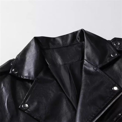 2025 New Men Solid Color Imitation Leather Jacket Red Fashion Homme Oblique Zipper Biker Coats Male Bar KTV Casual Top