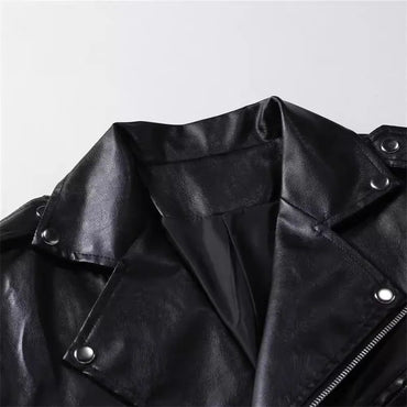 2025 New Men Solid Color Imitation Leather Jacket Red Fashion Homme Oblique Zipper Biker Coats Male Bar KTV Casual Top