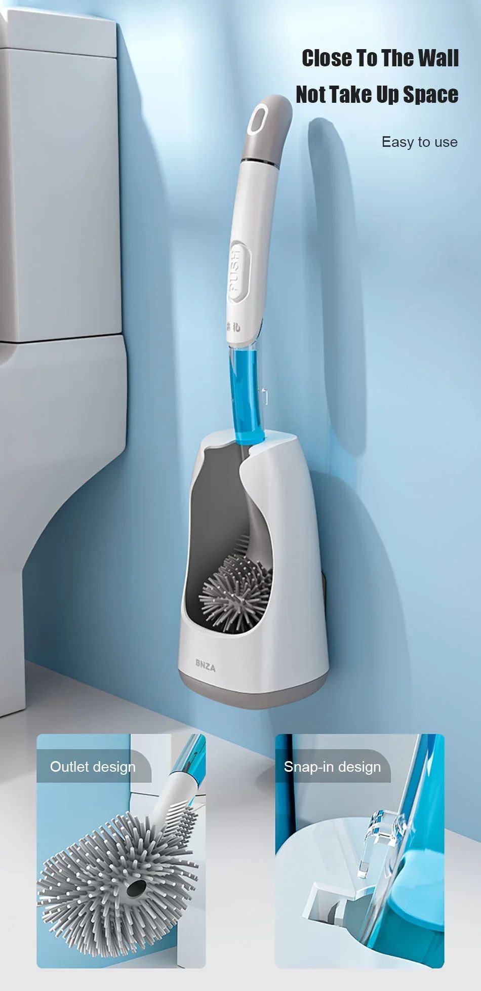 Escova de Silicone para Vaso Sanitário Acessórios WC Escova WC Sem Cantos Mortos Limpeza Doméstica Cerda Macia Artefato Banheiro Toucadores