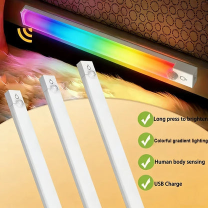 RGB Cabinet Light USB Type-C Rechargeable Light Motion Sensor Led Lamp for Kitchen Wardrobe Cabinet Lighting