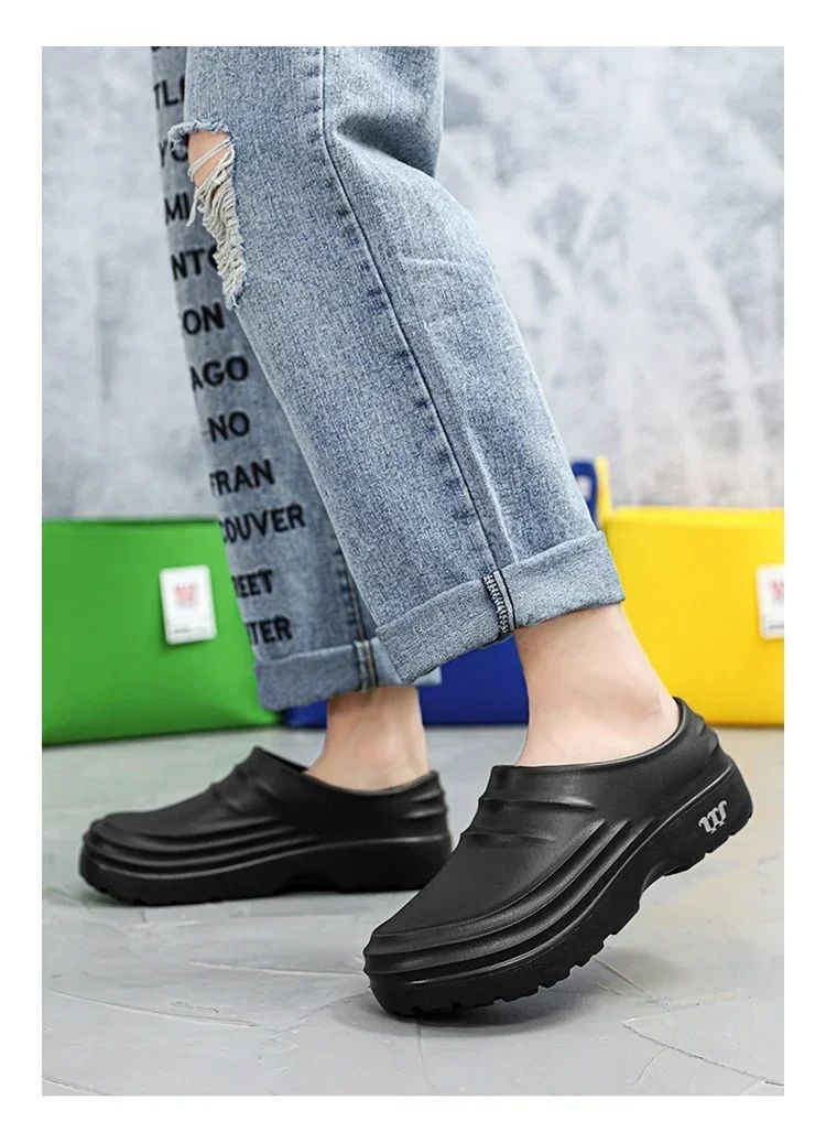 New Men's Casual Sandals Summer Chef Shoes Non-slip Fashion Trend Oil-resistant Work Shoes Outdoor Indoor Lazy Slippers