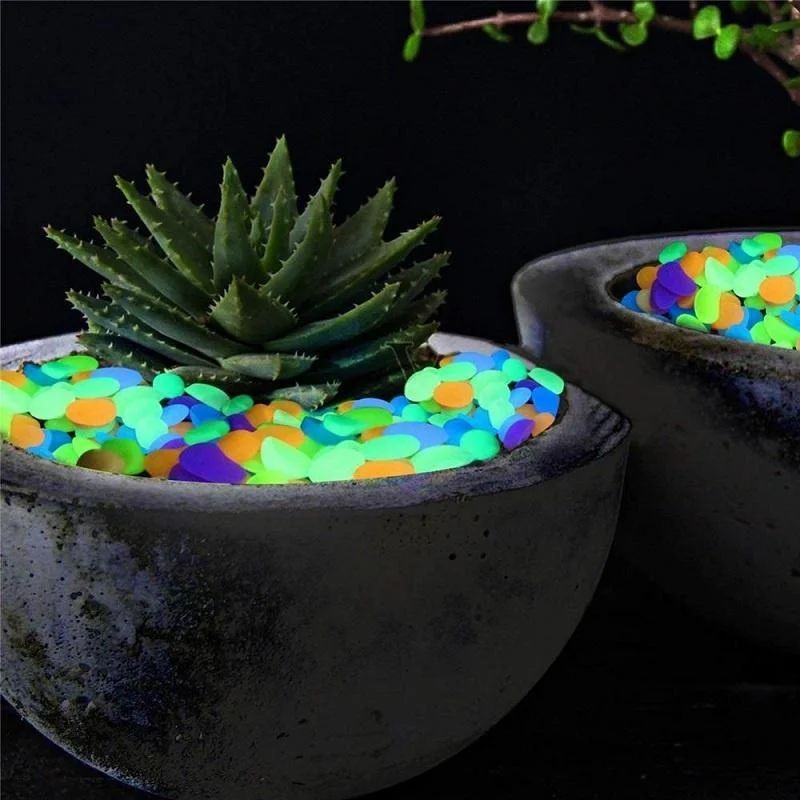 500pcs Luminous Stones Glow In The Dark Pebbles Glowing Stones Outdoor Walkways Home Garden Yard Decor Fish Tank Pebble Rocks