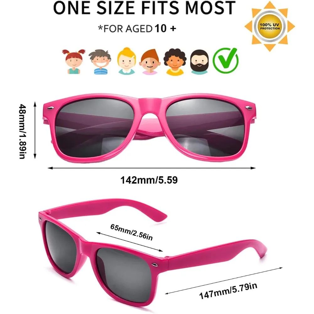 1/8pcs Neon Colors Party Sunglasses Black Studs Retro Unisex Rainbow Street Shot Gift Wedding Favors for Guests