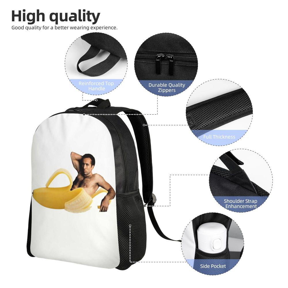 Custom Nicolas Cage Meme Laptop Backpack Women Men Basic Bookbag for College School Student Funny Bags