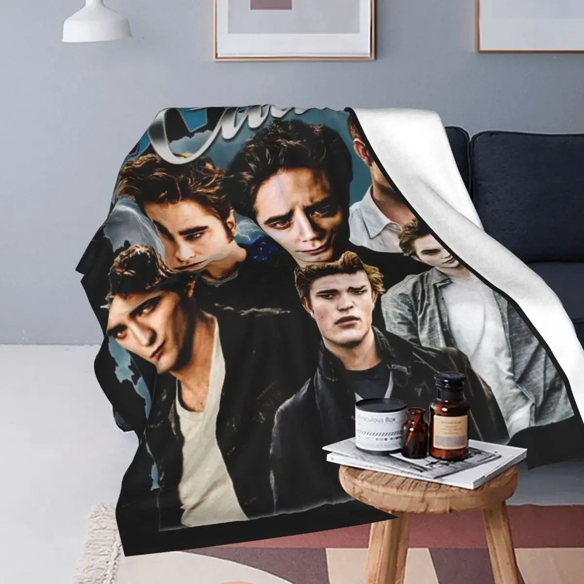 Edward Cullen Retrô 90 Homenagem Crepúsculo Cobertor Robert Pattinson Lã Mantas Para Viagem De Avião Macio Quente Colcha