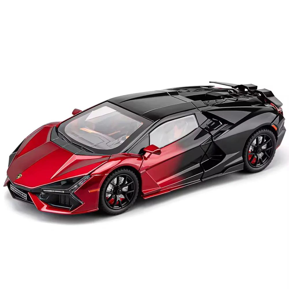 Miniaturas de carros de brinquedo Lambor Revuelto em liga fundida, escala 1:24, superesportivo com 4 portas que abrem, presente para crianças e bebês