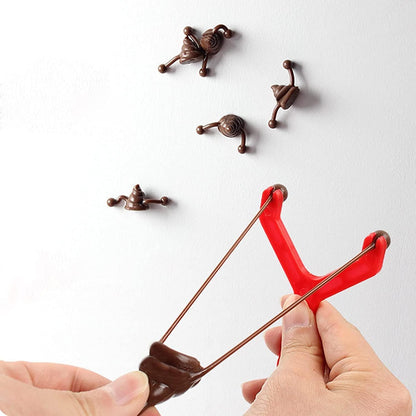 12pcs Mini Rubber Slingshot Poop Slingshot Toy Flying Poop Toys Smiling Stretchy Toy Stress Relief Toy Gift for Kids Adult Party