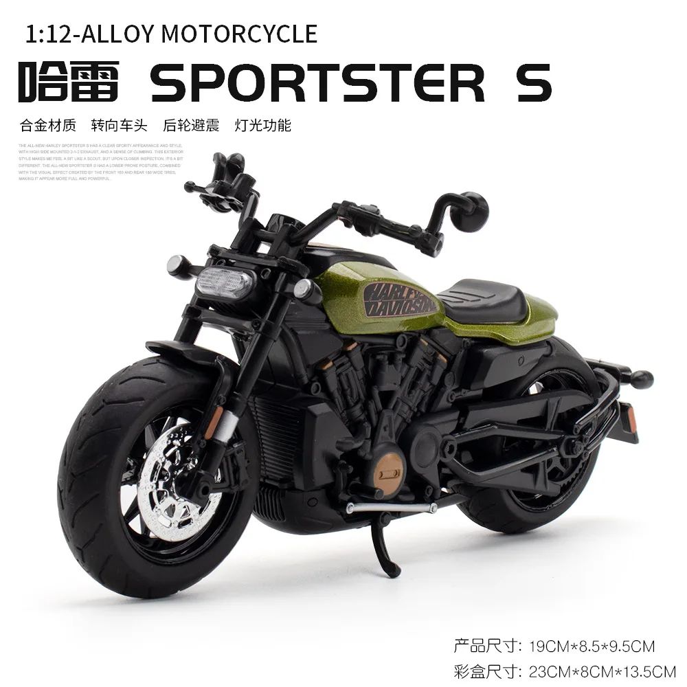 1:12 Harley SPORTSTER S Moto Alta Simulação Liga de Metal Fundido Modelo de Carro Coleção de Luz e Som Brinquedos Infantis Presentes M41