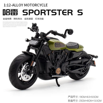 1:12 Harley SPORTSTER S Moto Alta Simulação Liga de Metal Fundido Modelo de Carro Coleção de Luz e Som Brinquedos Infantis Presentes M41