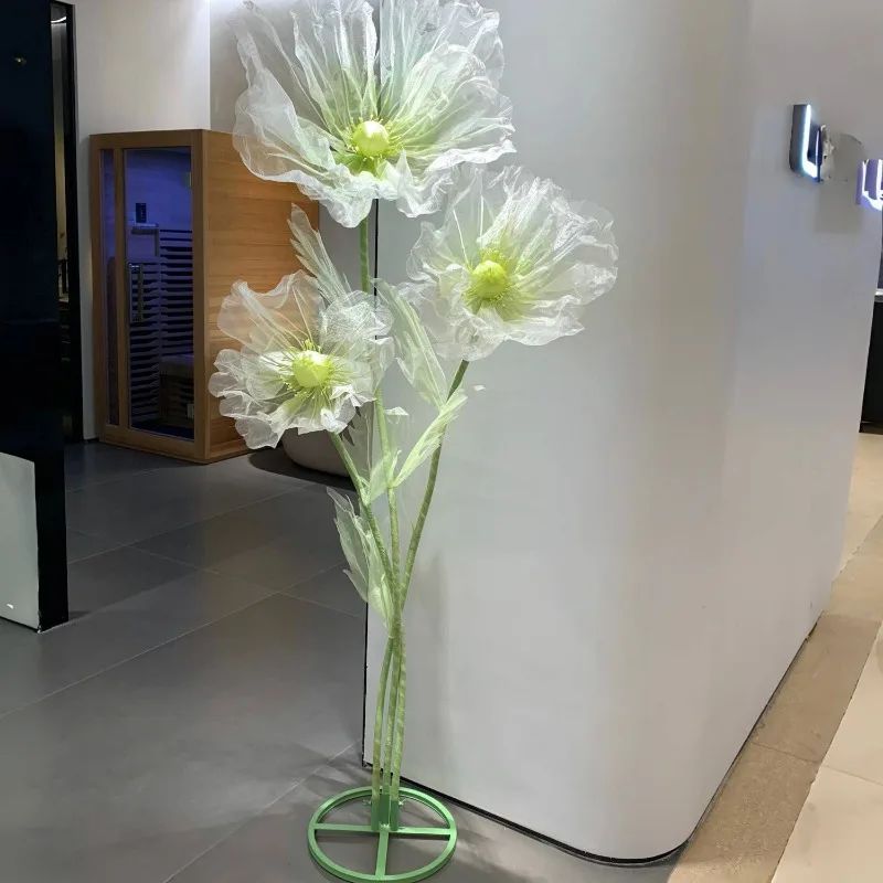 190cm Artificial Flowers Wedding Decor Props Road Lead Flower Silk Yarn Flower Poppy Window Display Garden Decoration Home Decor